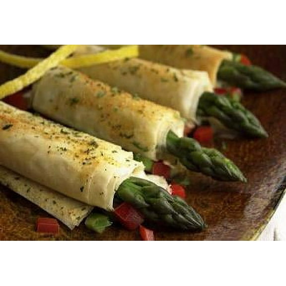 Cuisine Innovations Asparagus and Asiago Cheese Wrapped in Fillo - 100 per case.