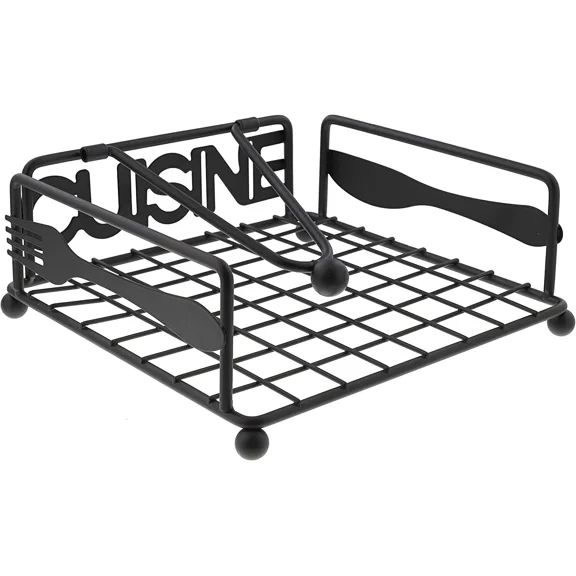 Cuisine Metal Napkin Holder With Weight For Lunch Napkins (Black)