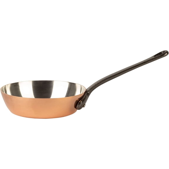 Cuisine Romefort | tinned copper pan with cast iron handle | traditional frying pan made of solid copper with tin coating | skillet made in France 6.3 in