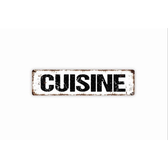 Cuisine Sign - Rustic Metal Street Sign or Door Name Plate Plaque - Size: 16 x 4 Inches