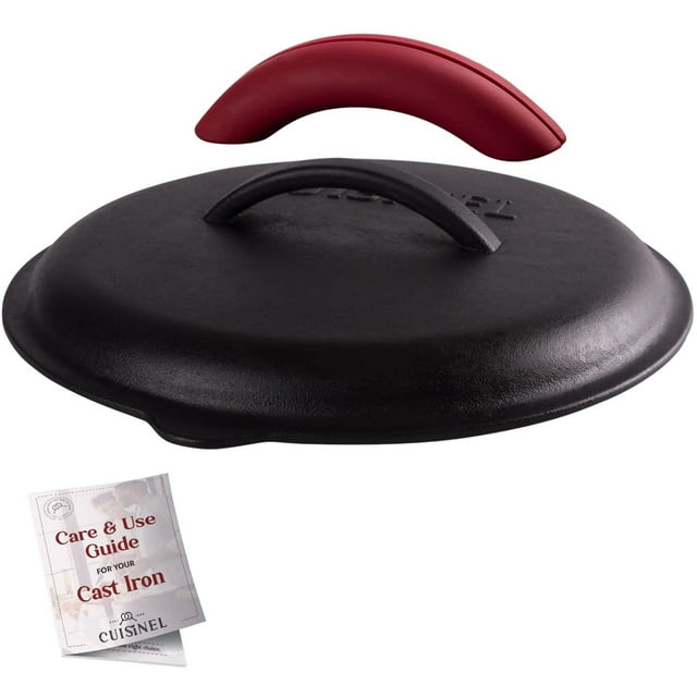 Cuisinel 12” Cast Iron Lid for Frying Pan Pre-Seasoned Lodge Cast Iron Lid Pan Cover