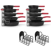 Cuisinel 5-Tier Pan Rack Silicone Coated Cookware Organizer for Cast Iron Skillets & Pots, 12.2" Black 2-Pack