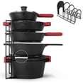 thumbnail image 1 of Cuisinel 5-Tier Pan Rack Silicone Coated Cookware Organizer for Cast Iron Skillets & Pots, 15.7" Black, 1 of 7