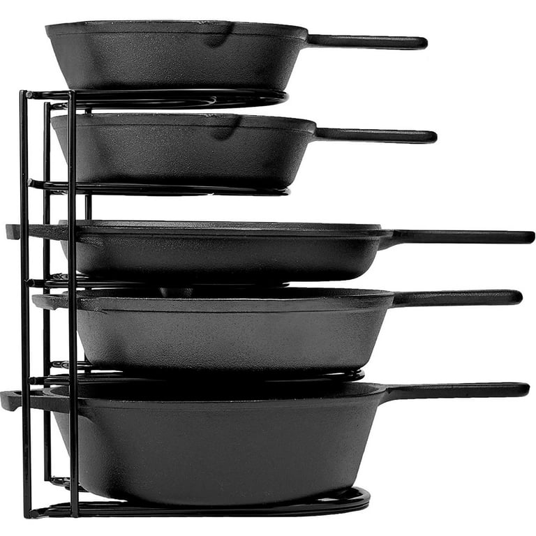 Cuisinel Heavy Duty Pan Organizer, 5 Tier Rack - Holds Up to 50 lb - Holds Cast Iron Skillets, Griddles and Shallow Pots - Durable Steel Construction - Space