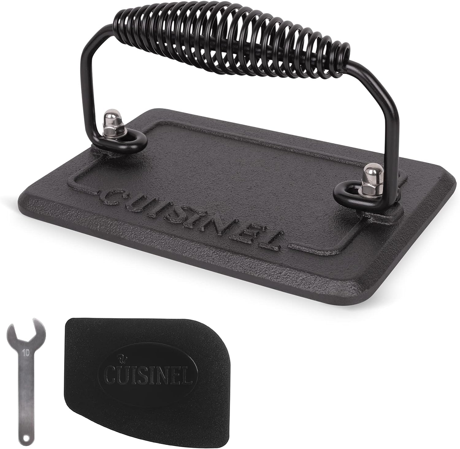 The Charcoal Companion Cast Iron Grill Marks Press, Black, CC5159