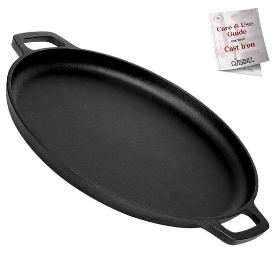 Cuisinel Cast Iron Pizza Pan for Oven Flat Skillets Comal for Tortillas Round 13.5"