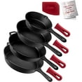 Cuisinel PreSeasoned Cast Iron Skillets Set of 4 with BakeandFry