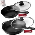 thumbnail image 1 of Cuisinel Cast Iron Skillet with Lid Set of 2 Kitchen Cookware Pre-Seasoned 8” and 12", 1 of 10