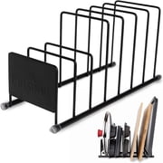 Cuisinel Dish Rack & Lid Organizer for Kitchen Counter Cabinet 7 Slots 13” Black