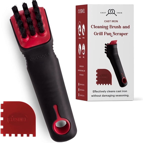 Cuisinel Grill Brush Cleaner for Cast Iron Dish Scrubber Kitchen Cleaning Supplies