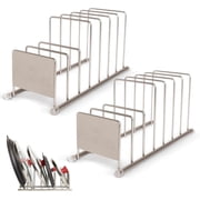 Cuisinel Lid & Dish Kitchen Rack Organizer 7-Tier Pan Organizer, Satin Nickel 2-Pack