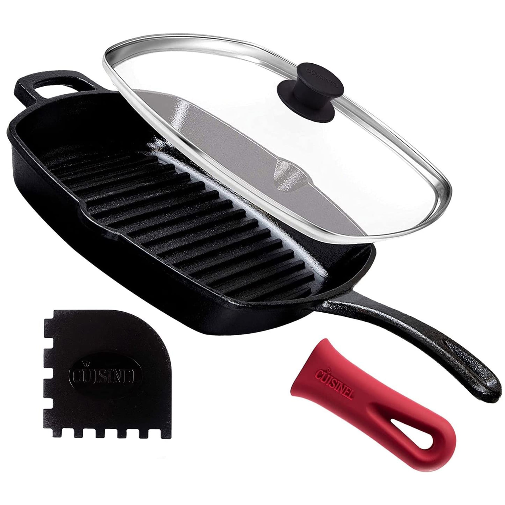 Cuisinel Pan Scraper Tool Set - Flexible Kitchen Cleaning Utensil for Cast  Iron Grill Pans, Skillets, Pots, Dishes - Pack of 3 Small Durable Plastic
