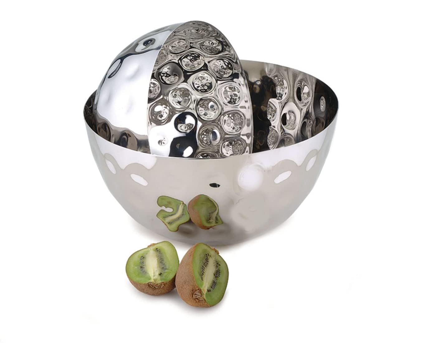 Hammered Stainless Steel 10" Salad and Fruit Serving Bowl