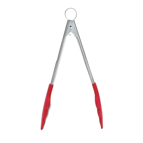Cuisipro 12-Inch Silicone Tongs with Teeth, Red