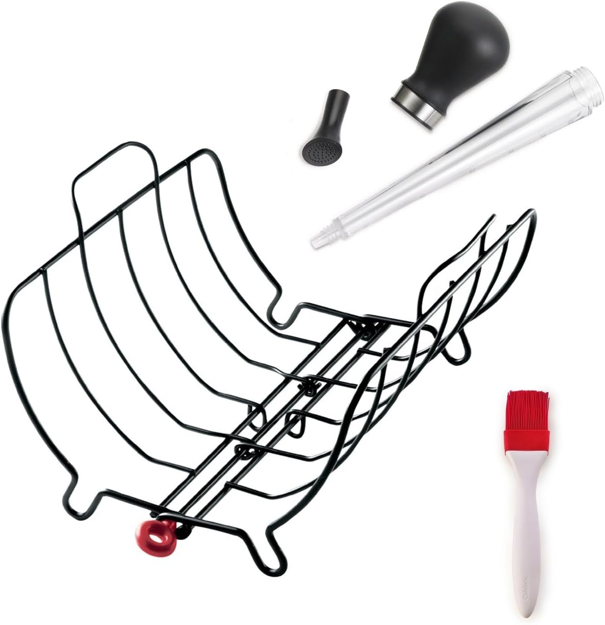 Basting Rack Cuisipro 3-Piece Roasting Rack, Baster and Basting Brush Set, Black ...