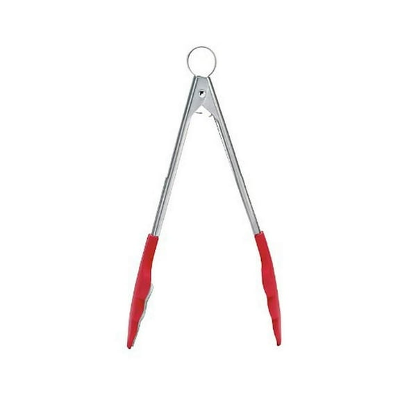 Cuisipro 9-1/2-Inch Silicone Tongs with Teeth, Red