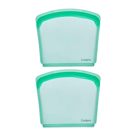 Cuisipro Green Silicone Pack-it Bag (10 x 9-Inch, 67.5 fl oz, Seamless, 2-Pack)