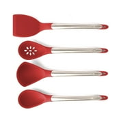 Cuisipro Silicone Kitchen Tool Set-Ladle, Turner, Spoon & Slotted Spoon, Red