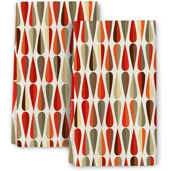Retro Mid Century Modern Kitchen Towels Decorative Set of 2, Soft Absorbent Dish Towels Hand Towels for Kitchen Farmhouse Holiday Home Decorations