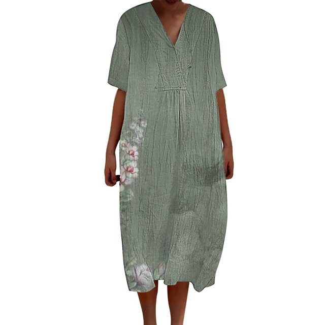 Cukeondy Casual Dresses for Women Vintage Floral Art Print Casual