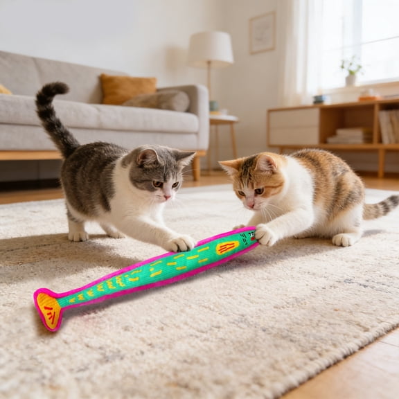 Cul Long Fish Catnip Cat Toy (50*5Cm) 20*2In Fish-Shaped Cat Toy For Cat Entertainment, Interactive Catnip Cat Teaser Toy, Cat Plaything For Indoor Cats, Durable Cat Toy For Cat