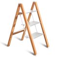 thumbnail image 1 of Culaccino Step Ladder 3 Step Folding Aluminum Lightweight Step Stool Wide Non-Slip Pedal 330 Lbs Capacity Household Portable Woodgrain Ladders, 1 of 7