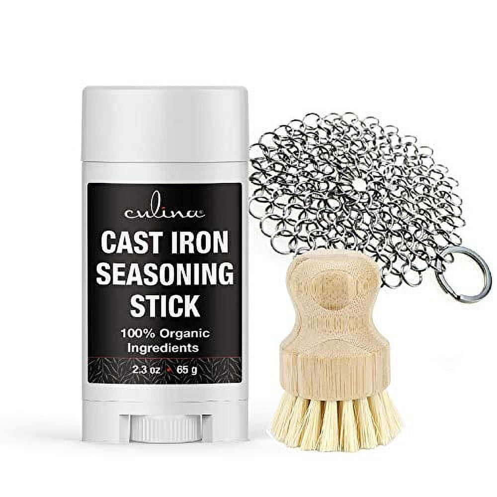 Culina Cast Iron Seasoning Stick & brush & stainless Scrubber All