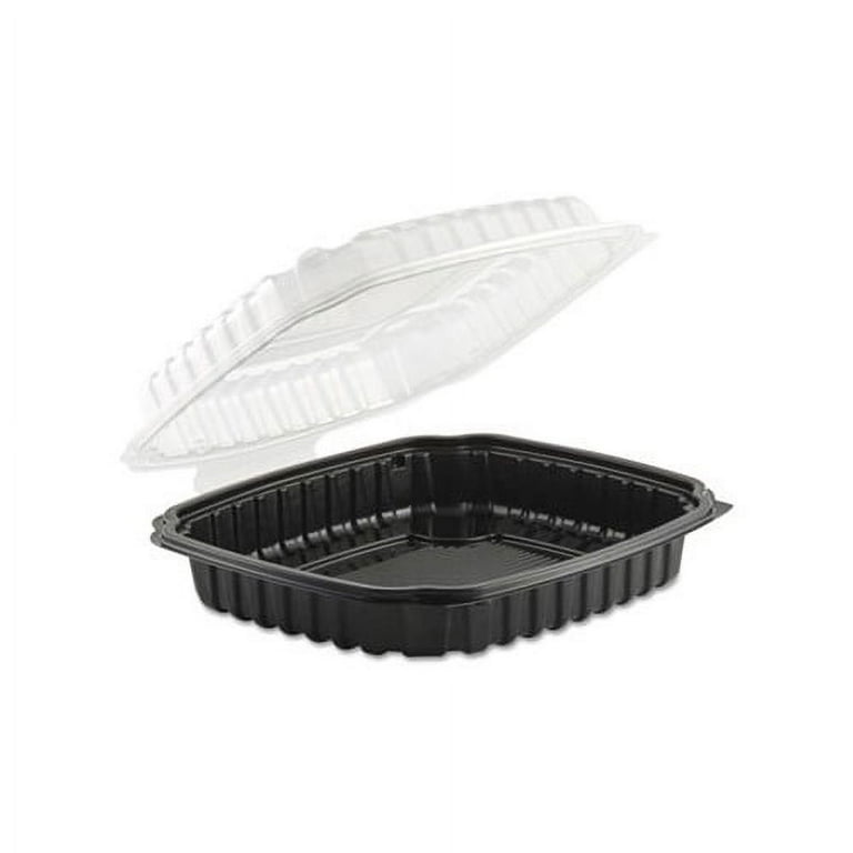 Culinary Basics Microwavable Container, 36 oz, 9 x 9 x 2.5, Clear/Black, Plastic, 100/Carton Culinary Basics Microwavable Container, 36 oz, 9 x 9 x 2.5, Clear/Black, Plastic, 100/Carton