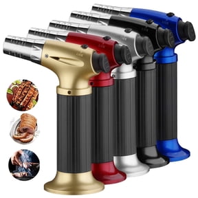 Culinary Butane Torch Blow Torch Lighter,Refillable Cooking Kitchen Torch with Safety Lock Adjustable Flame for BBQ,Creme Brulee,Baking,Cooking,Crafts,Cigar (Butane Gas not Included)