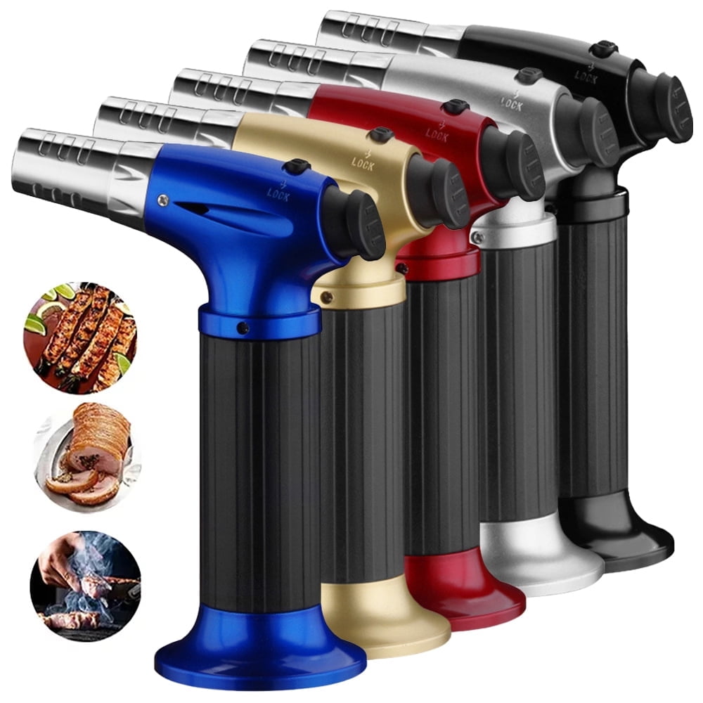 Culinary Butane Torch Blow Torch Lighter,Refillable Cooking Kitchen Torch with Safety Lock Adjustable Flame for BBQ,Creme Brulee,Baking,Cooking,Crafts,Cigar (Butane Gas not Included)