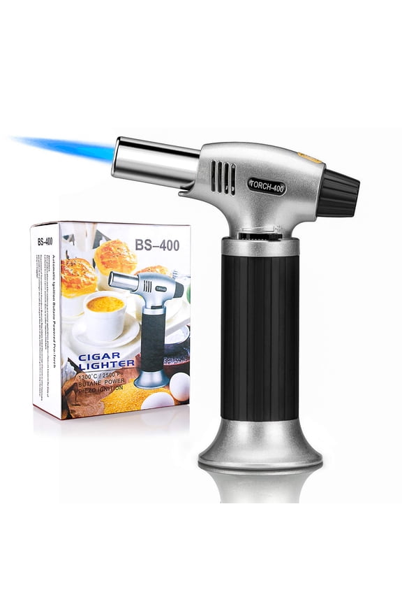 Culinary Butane Torch, Professional Cooking Torch Lighter Butane Refillable, Adjustable Flame, Safety Lock for Baking, BBQ, Creme Brule, Heat Shrinking Tubing and Soldering (Butane Gas Not Included)