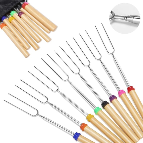 Culinary Campfire Essentials, Marshmallow Roasting Sticks for Safe & Stylish Outdoor Cooking, Portable Bag for Easy Storage, Perfect For Fire Pit Aficionados (8 Different Colors)
