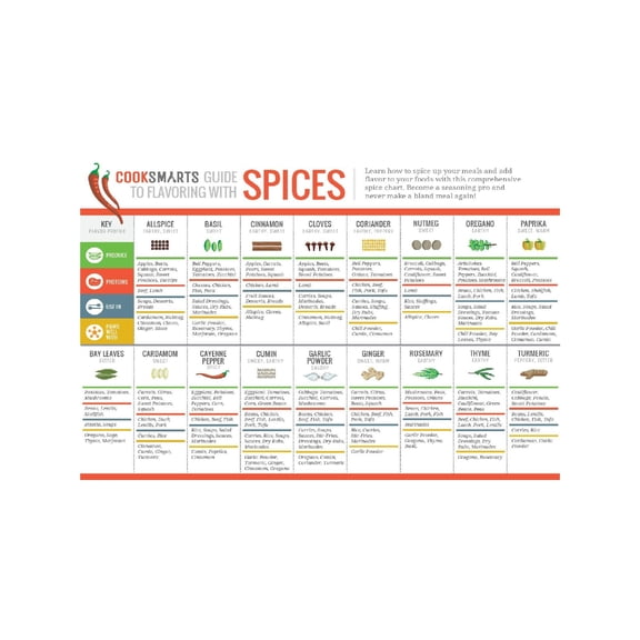 Culinary Canvas Herb and Spice Poster Seasoning Guide Chart Educational Kitchen Wall Art for Home Chefs Restaurants Culinary Schools Dorm Room Decor Canvas Print