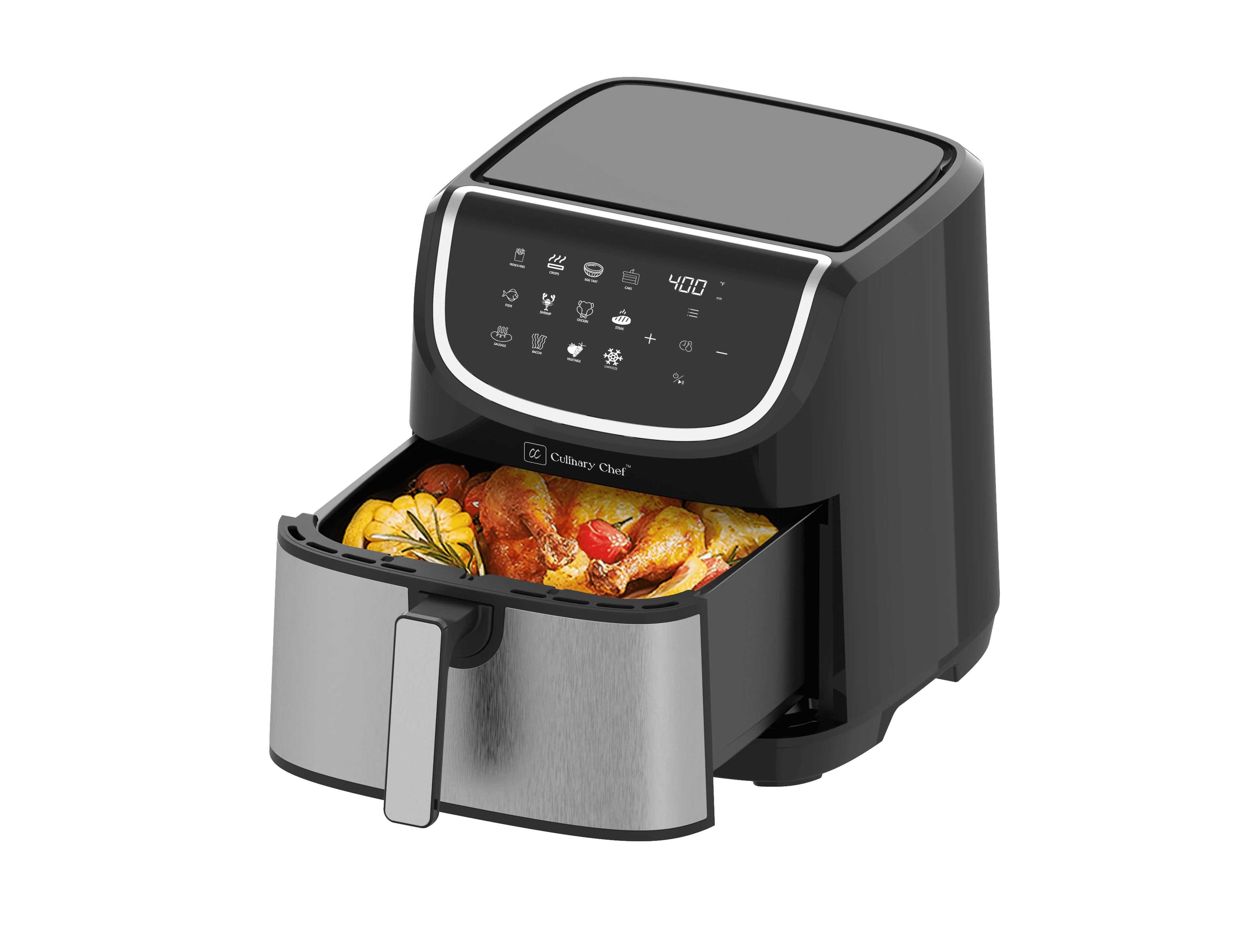 Culinary Chef 8.45-Quart Electric Air Fryer, Adjustable Temperature, Touch Panel Control, One-Touch Cook Functions, and 360° Rapid Cooking, 1700 Watt Power