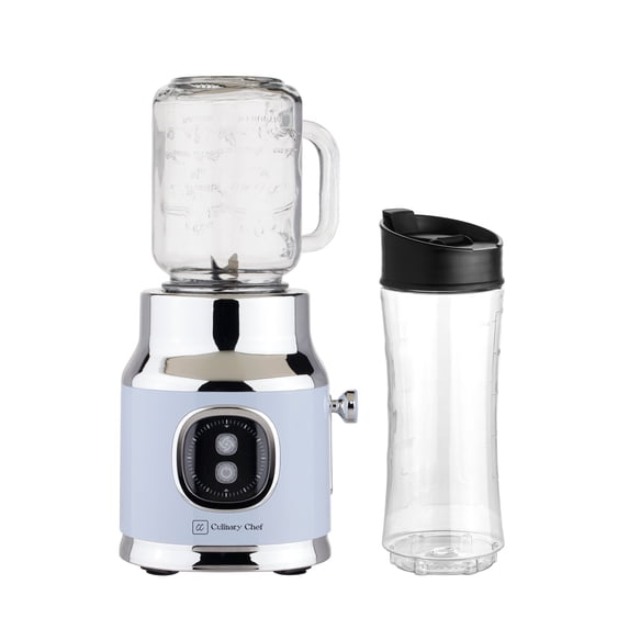 Culinary Chef Powerful 300W Maker Blender with Mason Jar for Smoothies and Shakes - CCSMM100 - Blue