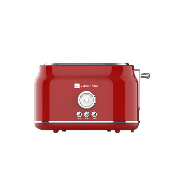 Culinary Chef Retro 2Slice Toaster, 900W Stainless Steel with