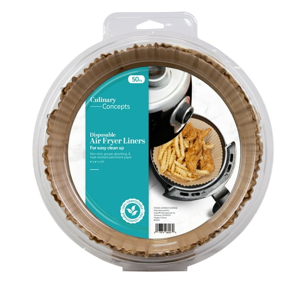 Culinary Concepts Disposable 6" Round Tan Air Fryer Liner Set of 50