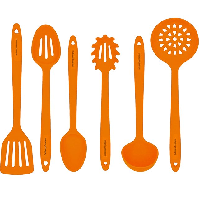 Culinary Couture NonStick 6Pc Silicone Kitchen Tool Set, Orange
