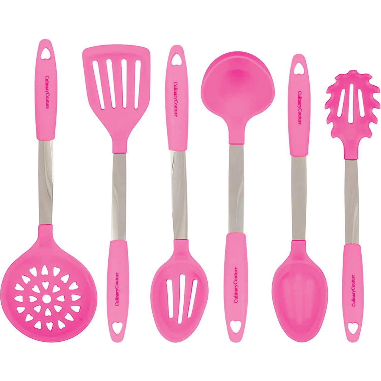 Culinary Couture Kitchen Utensils Set Cooking Essentials Silicone &  Stainless Steel Set of 6 Pink