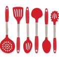 thumbnail image 1 of Culinary Couture Kitchen Utensils Set Cooking Essentials Silicone & Stainless Steel Set of 6 Red, 1 of 9