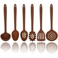 thumbnail image 1 of Culinary Couture Silicone Cooking Utensils Set Heat Resistant Kitchen Essentials Set of 6 Brown, 1 of 10