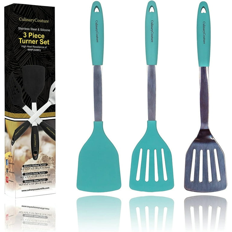 Culinary Couture Silicone Spatula Turner Set Stainless Steel