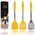 thumbnail image 1 of Culinary Couture Silicone Spatula Turner Set Stainless Steel Cooking Utensils Yellow, 1 of 10