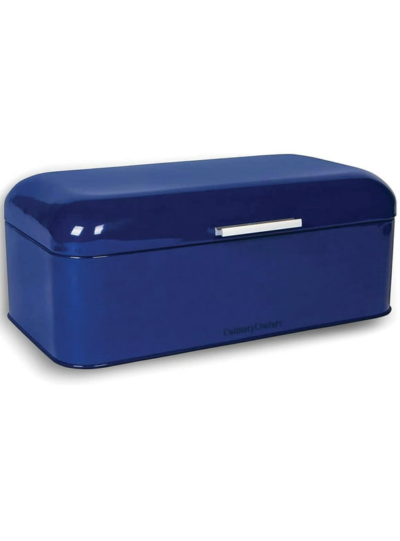 Culinary Couture Stainless Steel Bread Box for Kitchen Countertop Metal Storage Container Blue