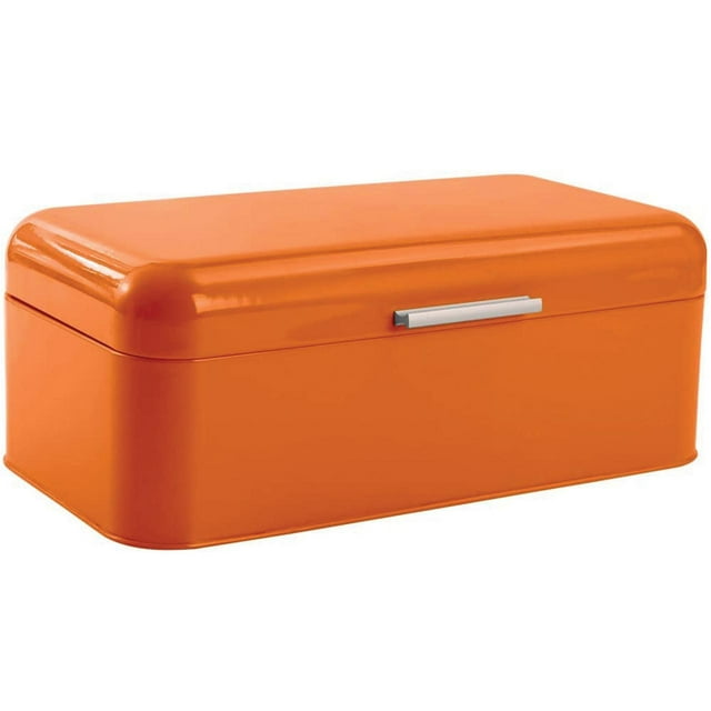 Culinary Couture Stainless Steel Bread Box for Kitchen Countertop Metal Storage Container Orange
