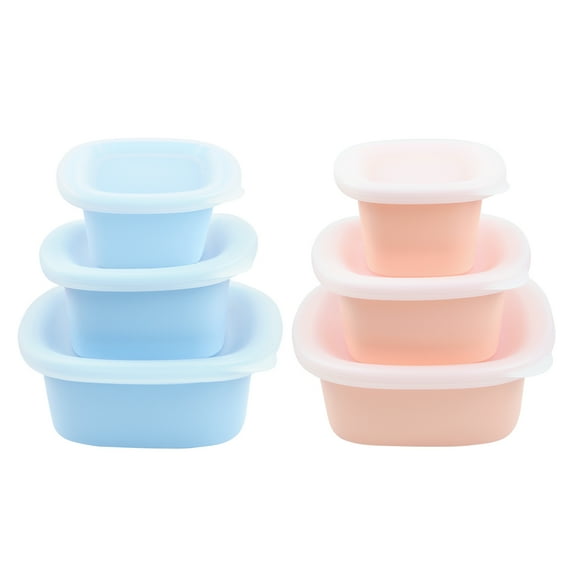 Culinary Cubed 1 Pack Silicone Food Storage Containers, 6-Piece Set with Lids - Stackable BPA Free Reusable Meal Prep Containers, Airtight, Freezer & Dishwasher Safe, Blue + Pink