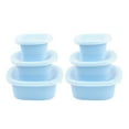 thumbnail image 1 of Culinary Cubed 1 Pack Silicone Food Storage Containers, 6-Piece Set with Lids - Stackable BPA Free Reusable Meal Prep Containers, Airtight, Freezer & Dishwasher Safe, Blue + Blue, 1 of 10