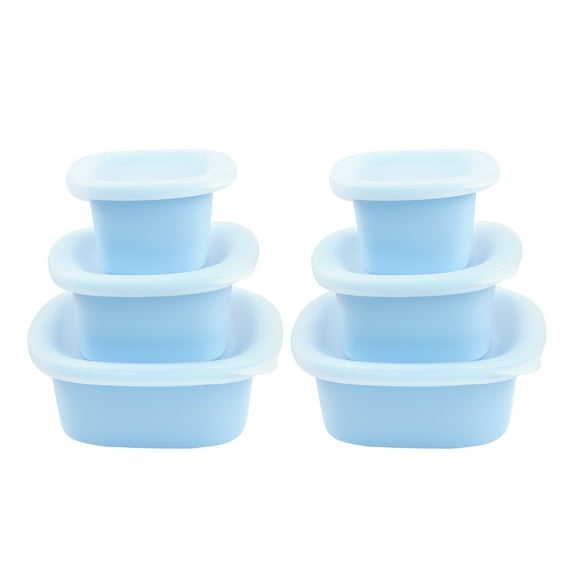 Culinary Cubed 1 Pack Silicone Food Storage Containers, 6-Piece Set with Lids - Stackable BPA Free Reusable Meal Prep Containers, Airtight, Freezer & Dishwasher Safe, Blue + Blue