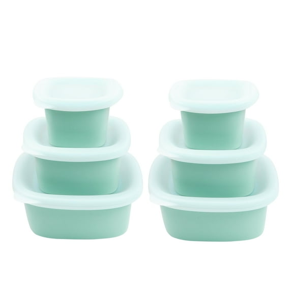 Culinary Cubed 1 Pack Softshell Snap-Close Silicone Food Storage Container, 6PCS Set - Stackable BPA Free Meal Prep Containers with Lids, Airtight, Freezer & Dishwasher Safe, Dark Green+Dark Green