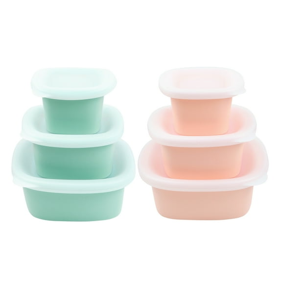 Culinary Cubed 2 Pack Silicone Containers for Food, 6PCS - Stackable Silicone Meal Prep Containers with Lids, BPA Free, Airtight, Freezer & Dishwasher Safe, Dark Green & Pink Combo